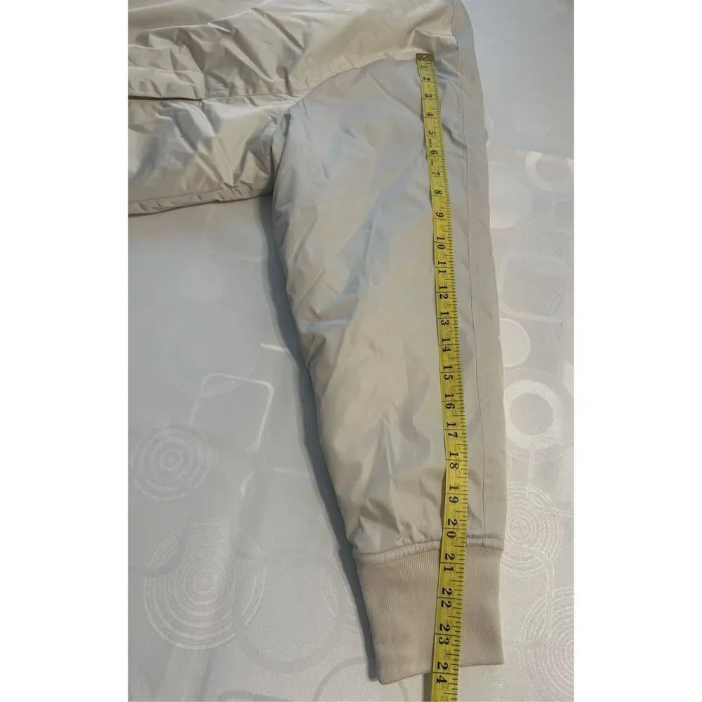 Women's Athleta satin water repellent bomber jacket in ivory, size M, NWT - Picture 9 of 10
